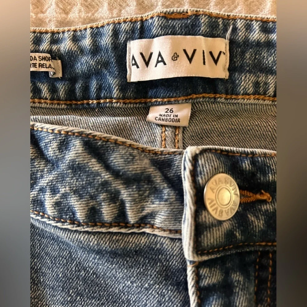 Ava & Viv Jorts Shorts Women Bermuda Cut Off High Rise Relaxed Fit Size 26